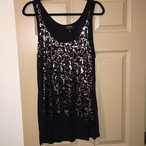 Beautiful Nicole Miller Sequin Tank Hi-Lo Hem Very flattering Formal/Casual Lg